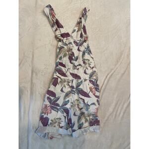 JB Denim Floral Print Overalls Romper Shorts